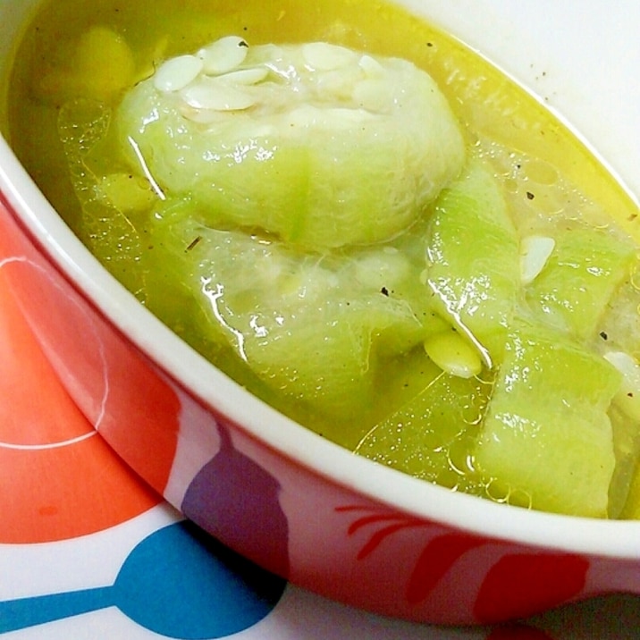 レンジで簡単★ヘチマのアビージョ風スープ